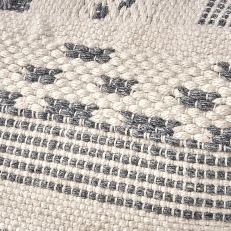 Karim - Faux Yarn Large Pouf, Durable - Ivory / Gray by Unique Piece Furniture
