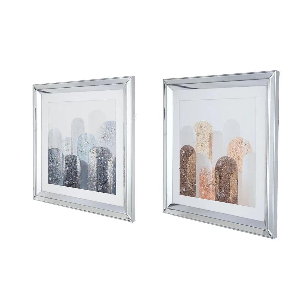 S/2 23.6x23.6' Kaiden Crystal Mirror Framed Wall Art by HouseOfZazla