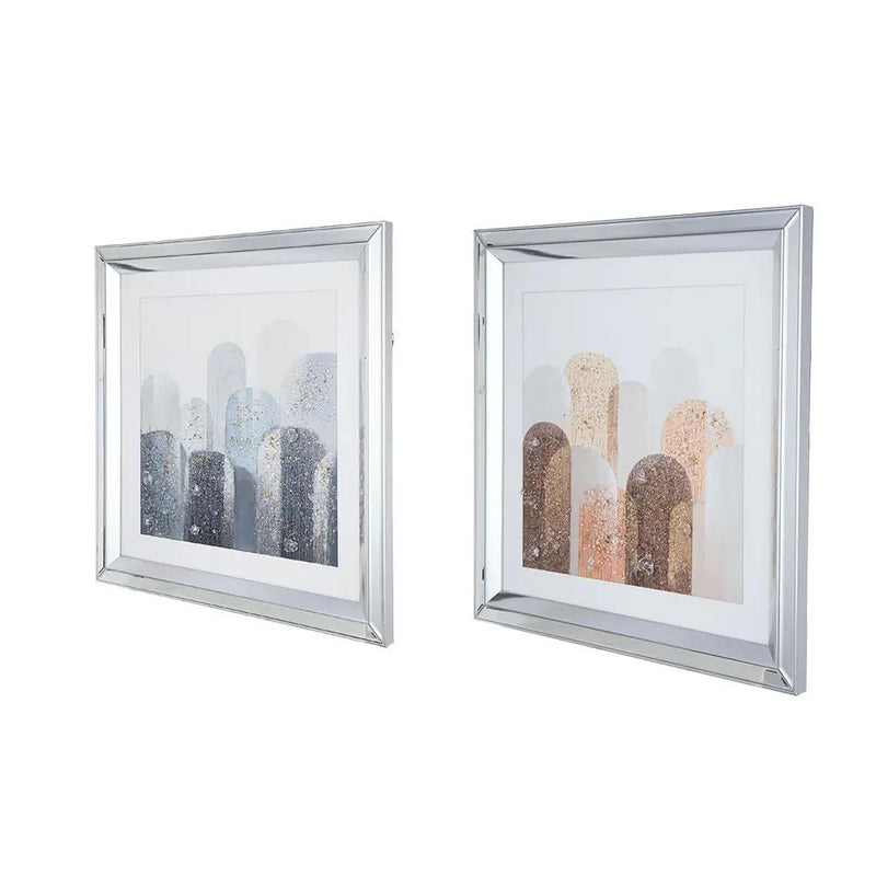 S/2 23.6x23.6' Kaiden Crystal Mirror Framed Wall Art by HouseOfZazla