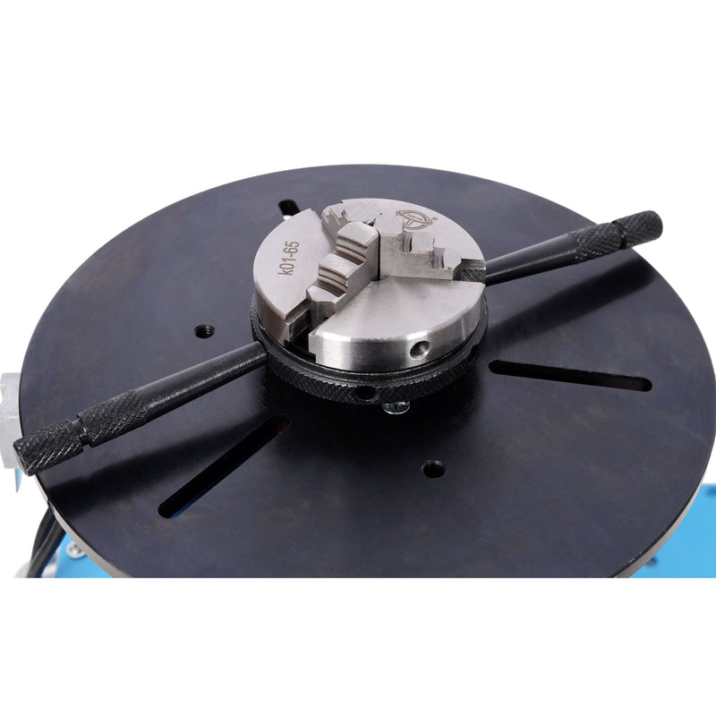Portable Rotary Welding Positioner With 3 Jaw Lathe Chuck, 0 - 90° Turntable - Blue by HouseOfZazla