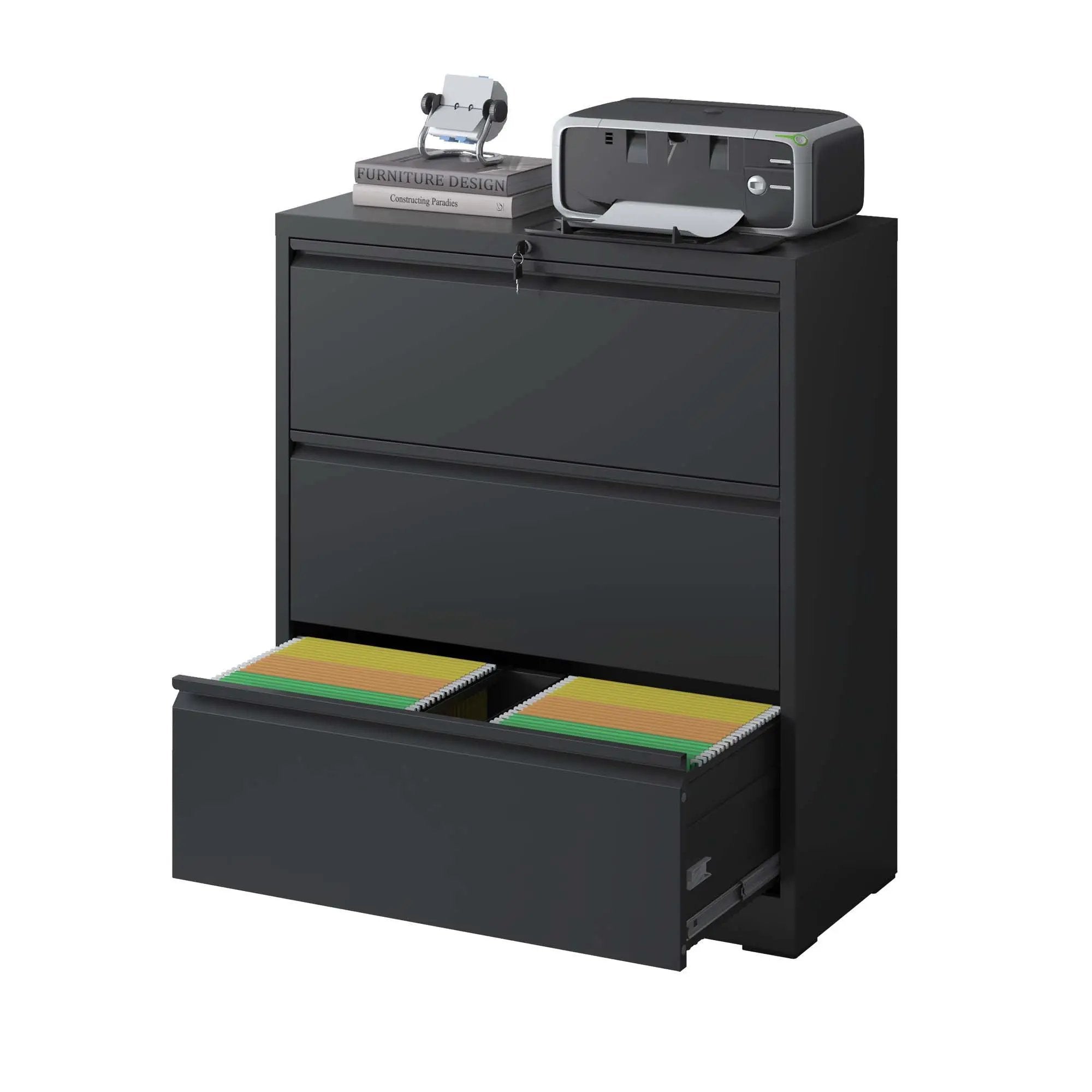 Lateral File Cabinet, Heavy Duty Filing Holds Letter/Legal/A4 Files by Unique Piece Furniture