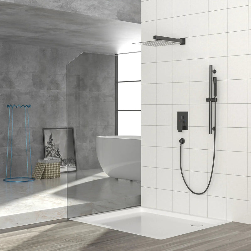 Modern Shower System With Adjustable Slide Bar, Stainless Steel And Brass Construction by HouseOfZazla