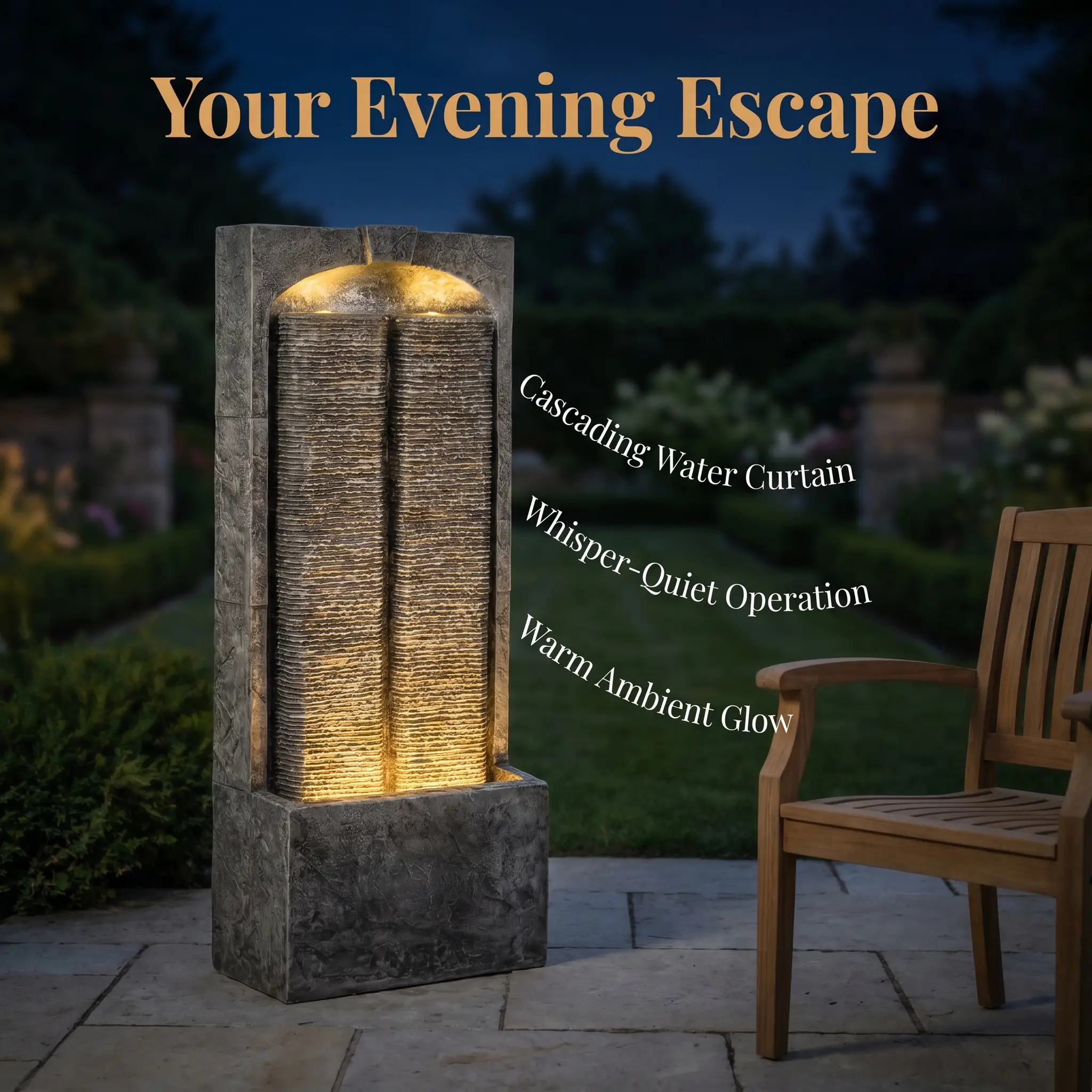 Cascading LED Outdoor Water Fountain - 39" H by HouseOfZazla