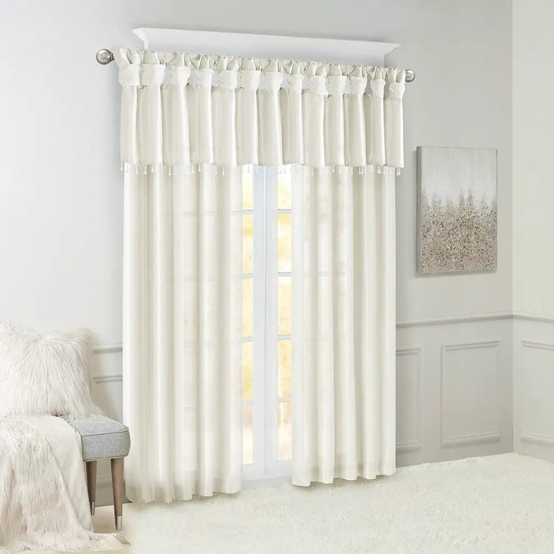 Twist Tab Lined Window Curtain Panel White 50x95 by HouseOfZazla
