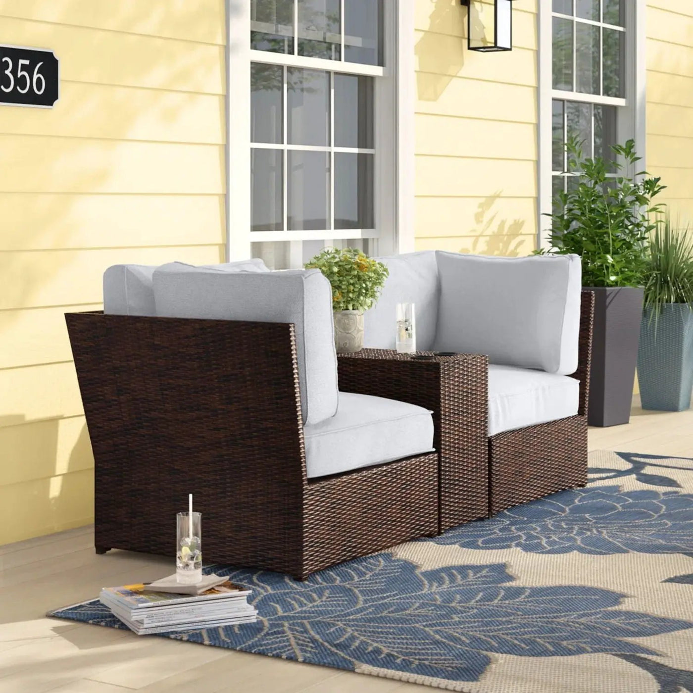 Outdoor Wicker Loveseat With Cushions by Unique Piece Furniture
