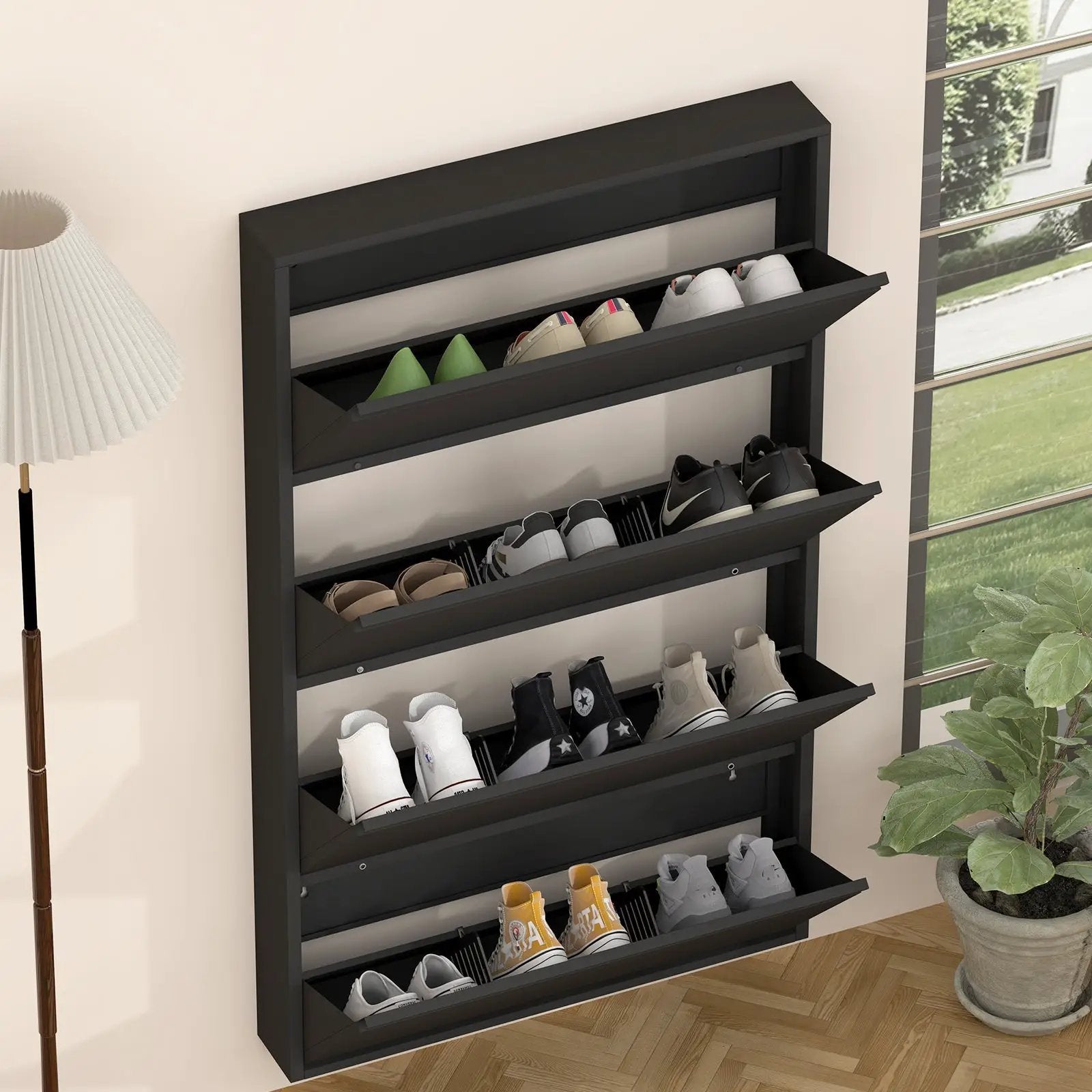 Metal Shoe Cabinet with 4 Flip Drawers by HouseOfZazla