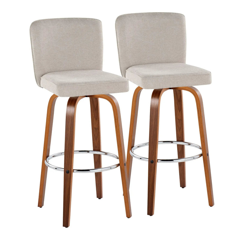 Henry - Contemporary Fixed Height Barstool With Swivel With Round Footrest (Set of 2) by HouseOfZazla