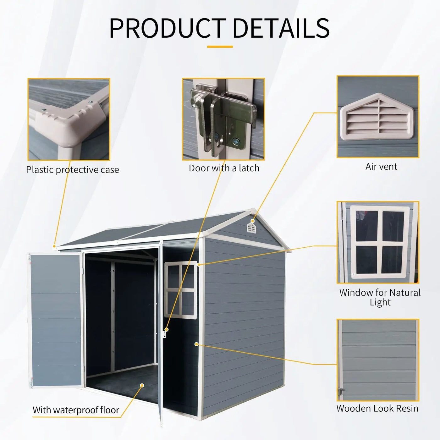 Resin Outdoor Storage Shed Waterproof Shed With Floor & Two Windows & Lockable Door, Tool Shed For Garden, Patio, Backyard by HouseOfZazla