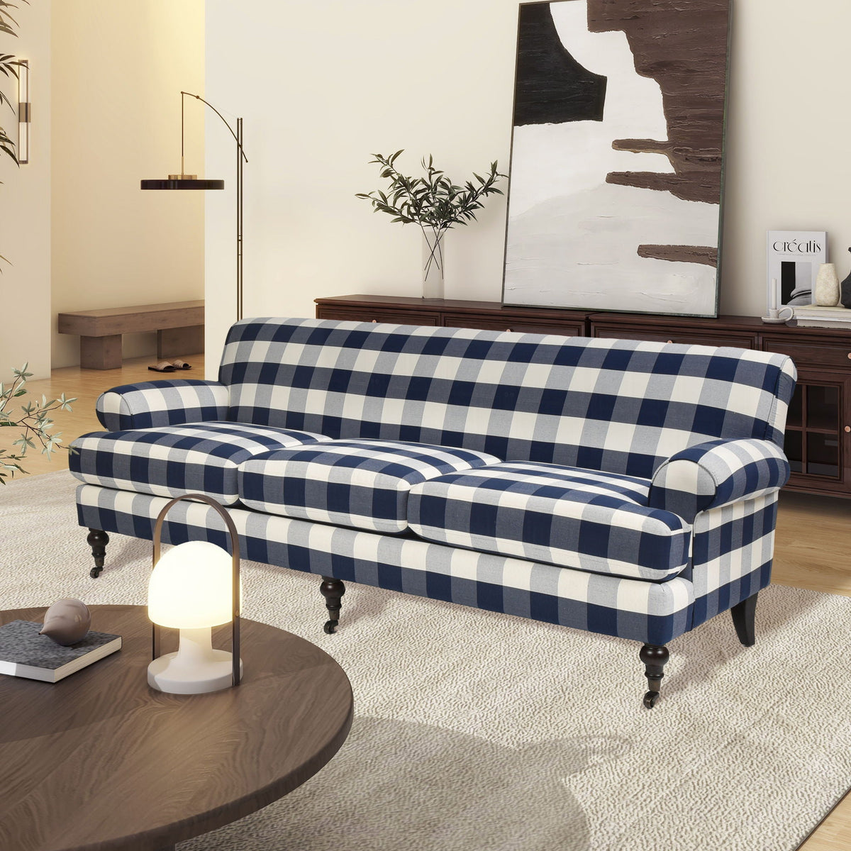 Modern Three Cushion Tightback Lawson Sofa with Removable Cushions - Beige, Orange, Blue, photo 3 of 30