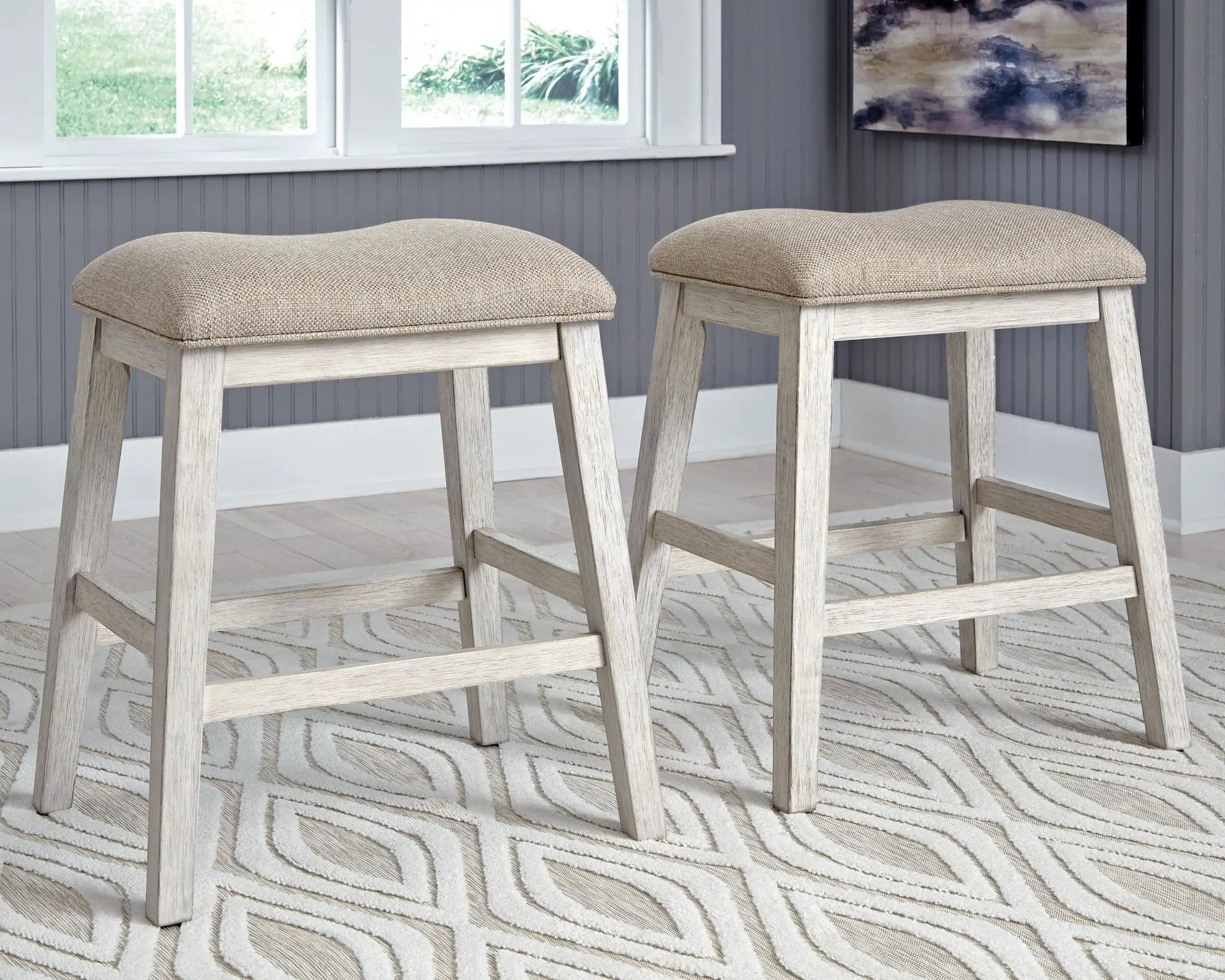 Skempton - Upholstered Stool (Set of 2) - White by Unique Piece Furniture