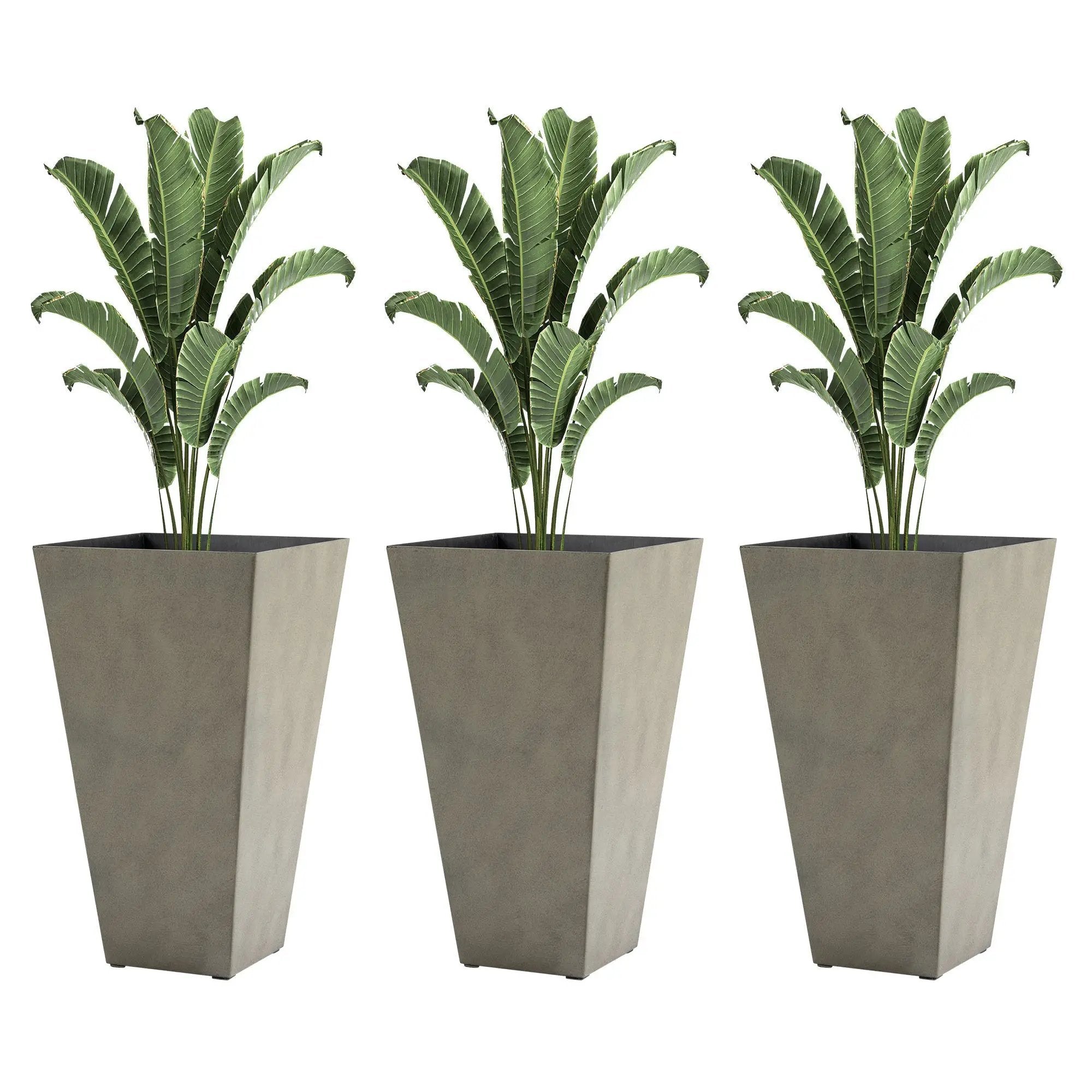 Outsunny Set of 3 Tall Planters with Drainage Hole, Gray by HouseOfZazla