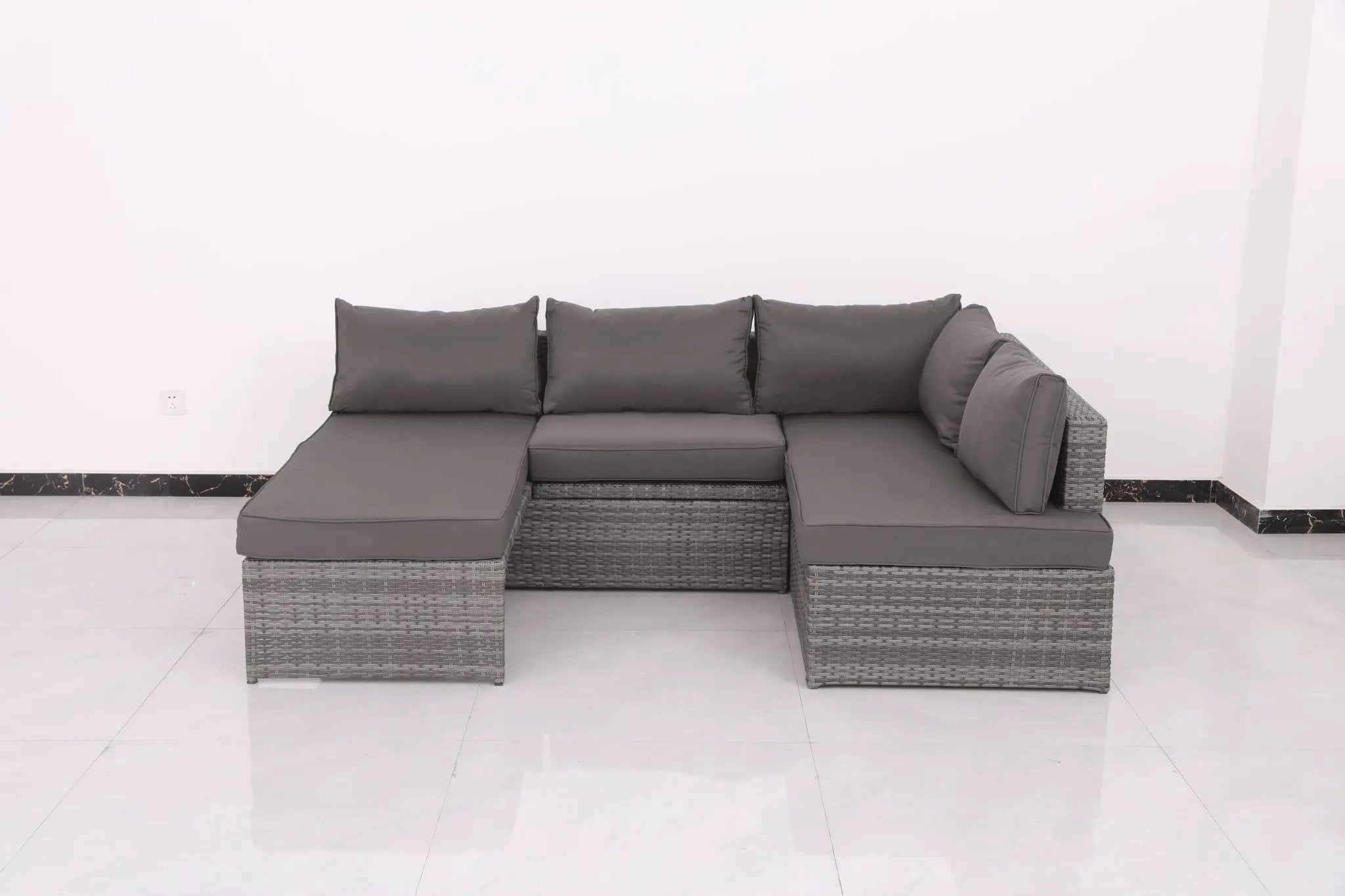 Patio Sofa With Cushions - Gray