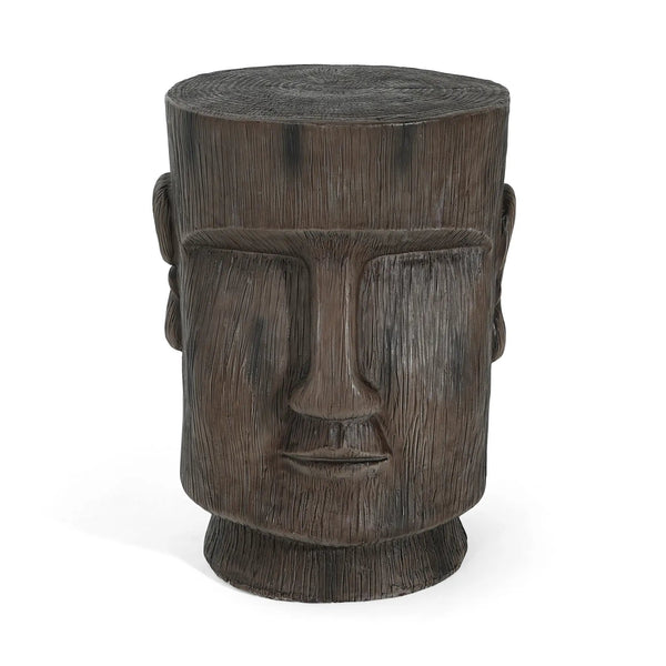 Outdoor Side Table Easter Island Moai Statue Pedestal