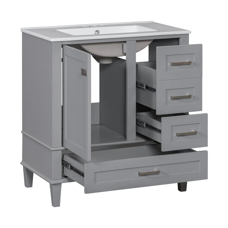 Bathroom Vanity, Modern Bathroom Cabinet With Sink Combo Set, Bathroom Storage Cabinet With A Soft Closing Door And 3 Drawers, Solid Wood Frame by HouseOfZazla