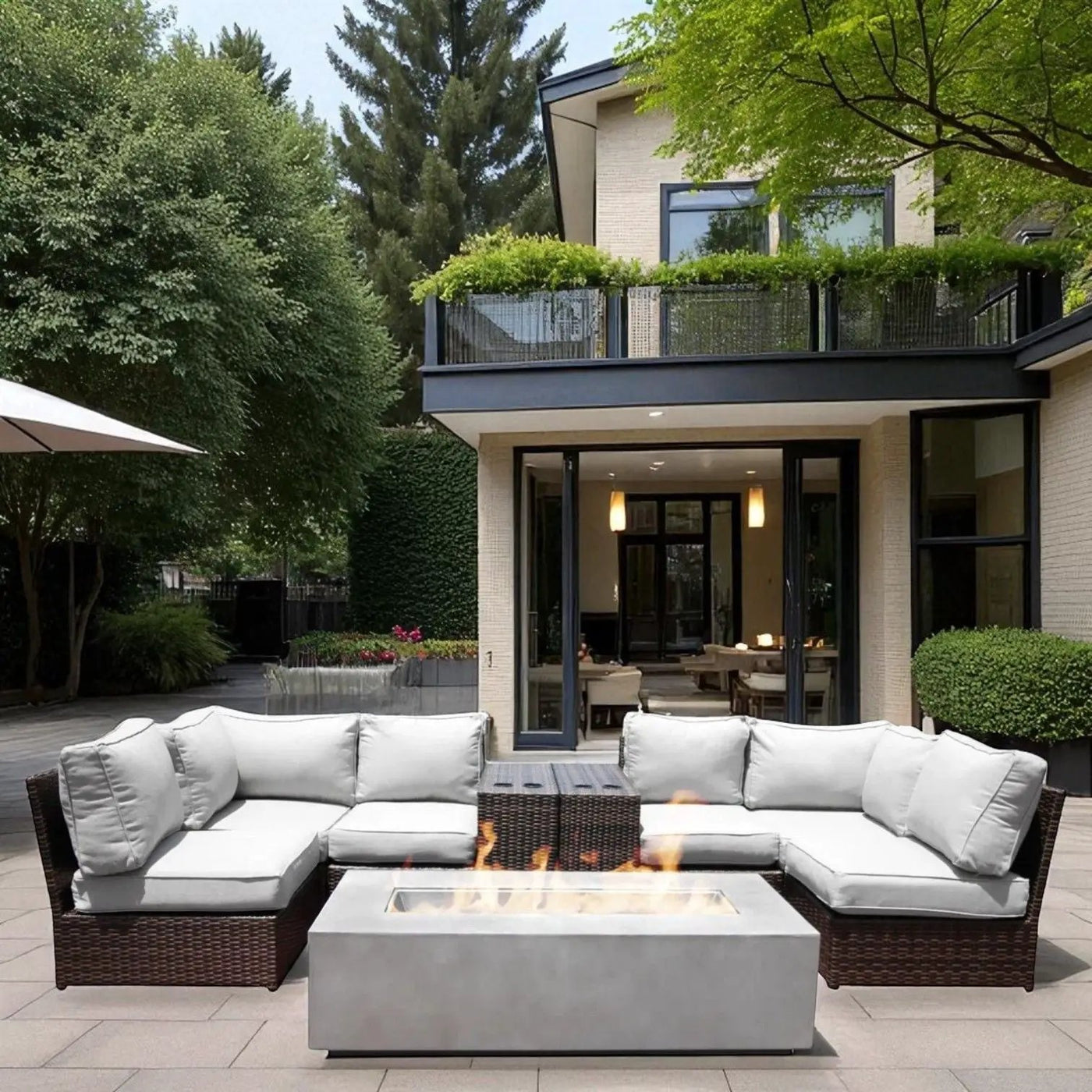 Outdoor Elegance Conversation Set With Fire Pit by Unique Piece Furniture