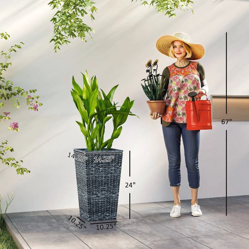 Taper Planters Set of 3 with Drainage Holes for Indoor and Outdoor Use by HouseOfZazla