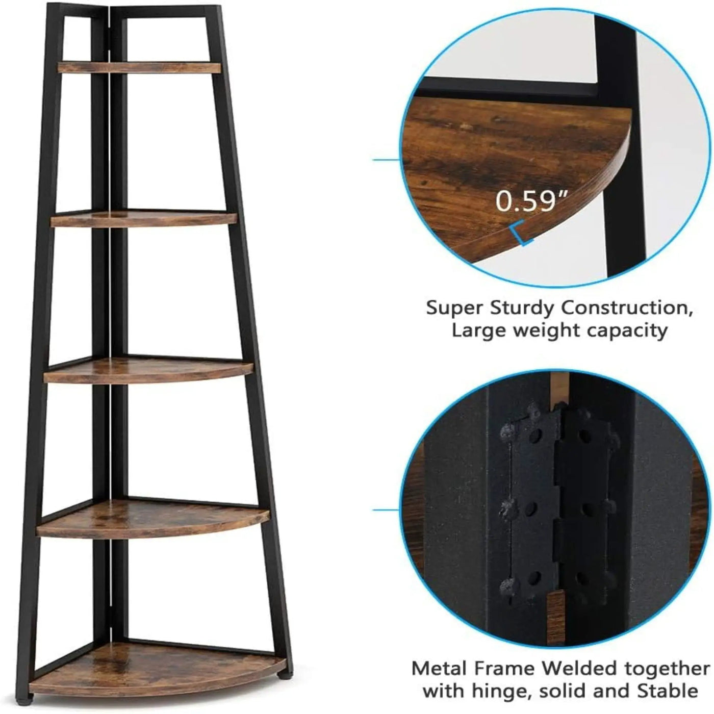 Tall 5 Tier Corner Bookshelf For Living Room by HouseOfZazla