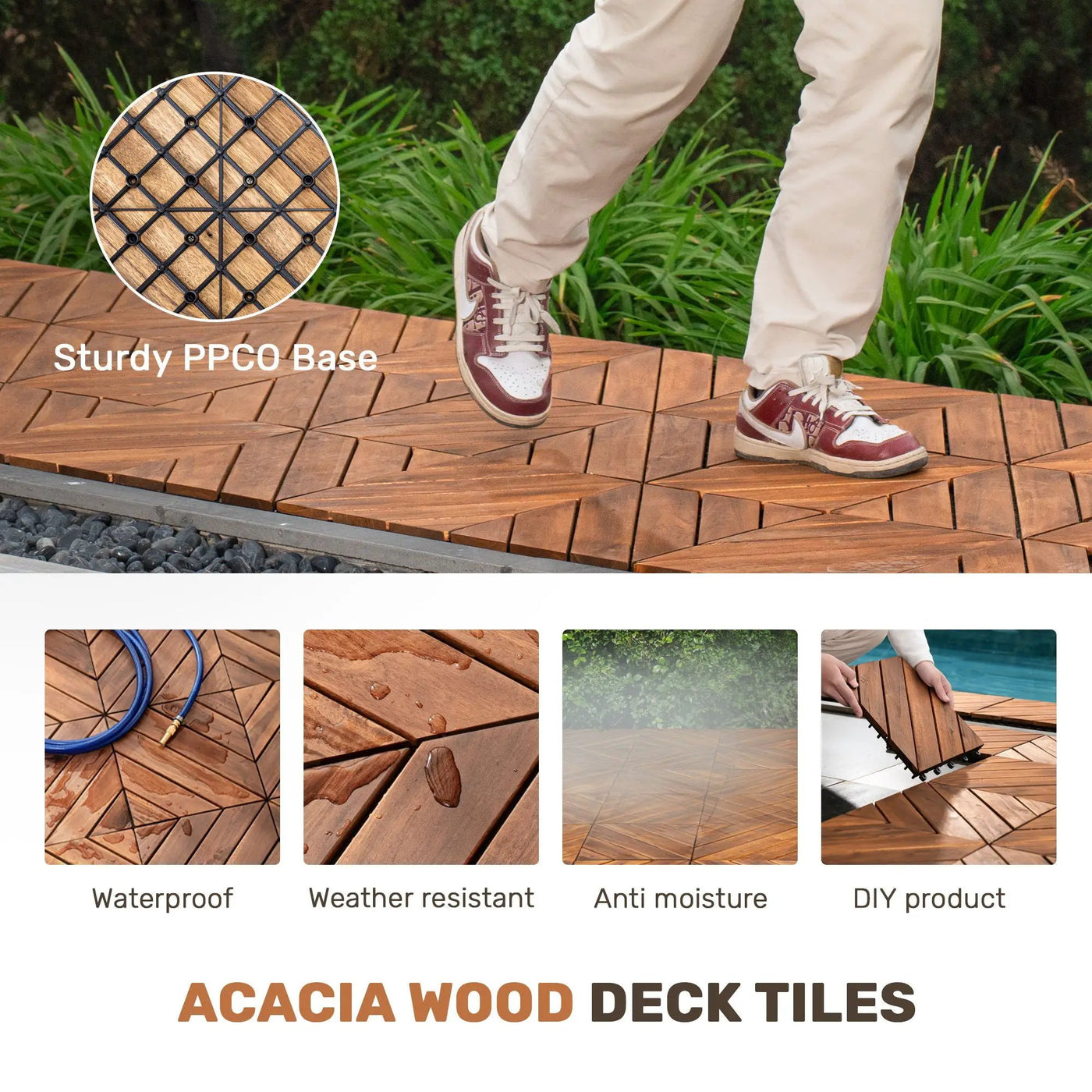 Interlocking Deck Tiles, Diagonal Pattern Outdoor Decking by HouseOfZazla