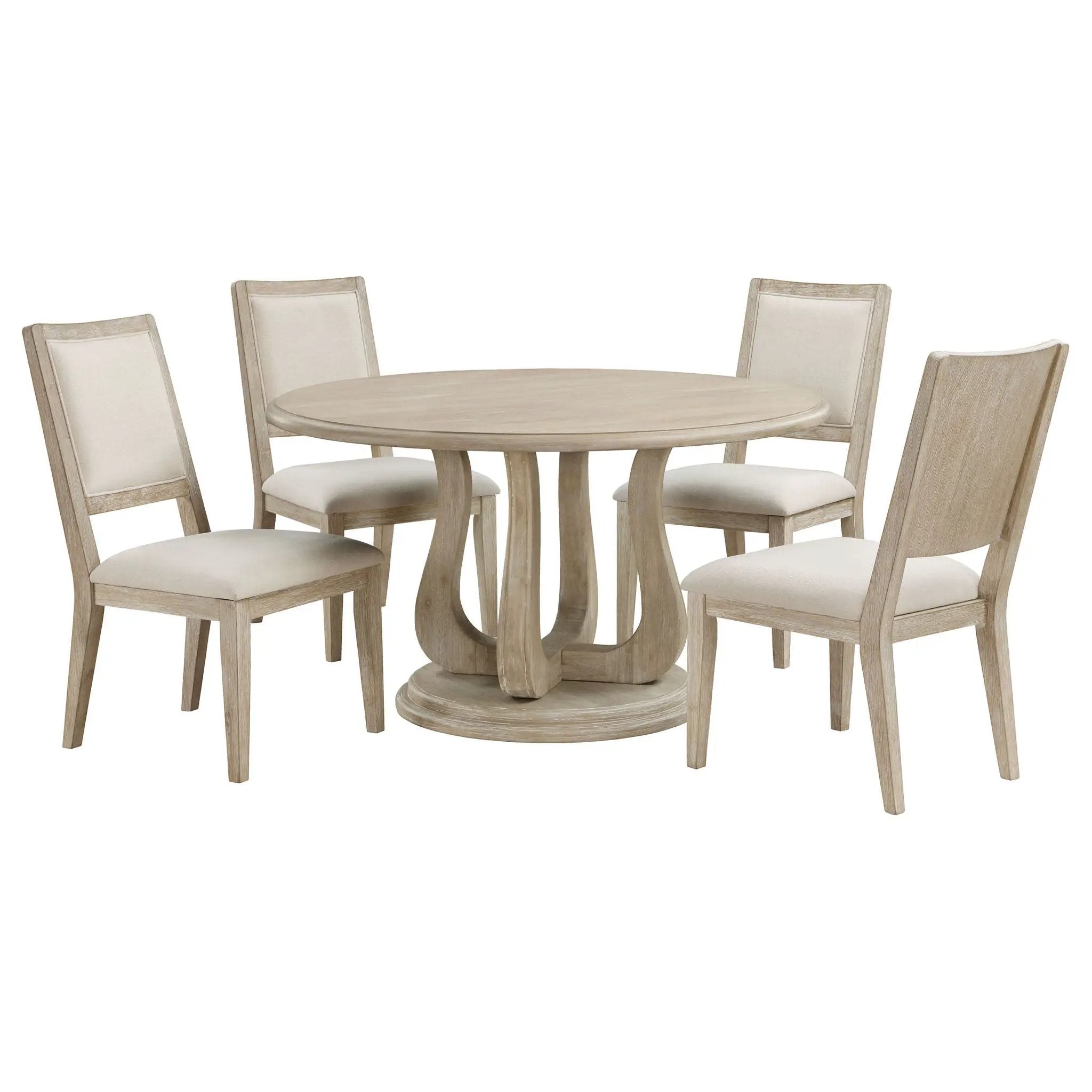 Trofello 5-piece Round Dining Table Set White Washed by Unique Piece Furniture