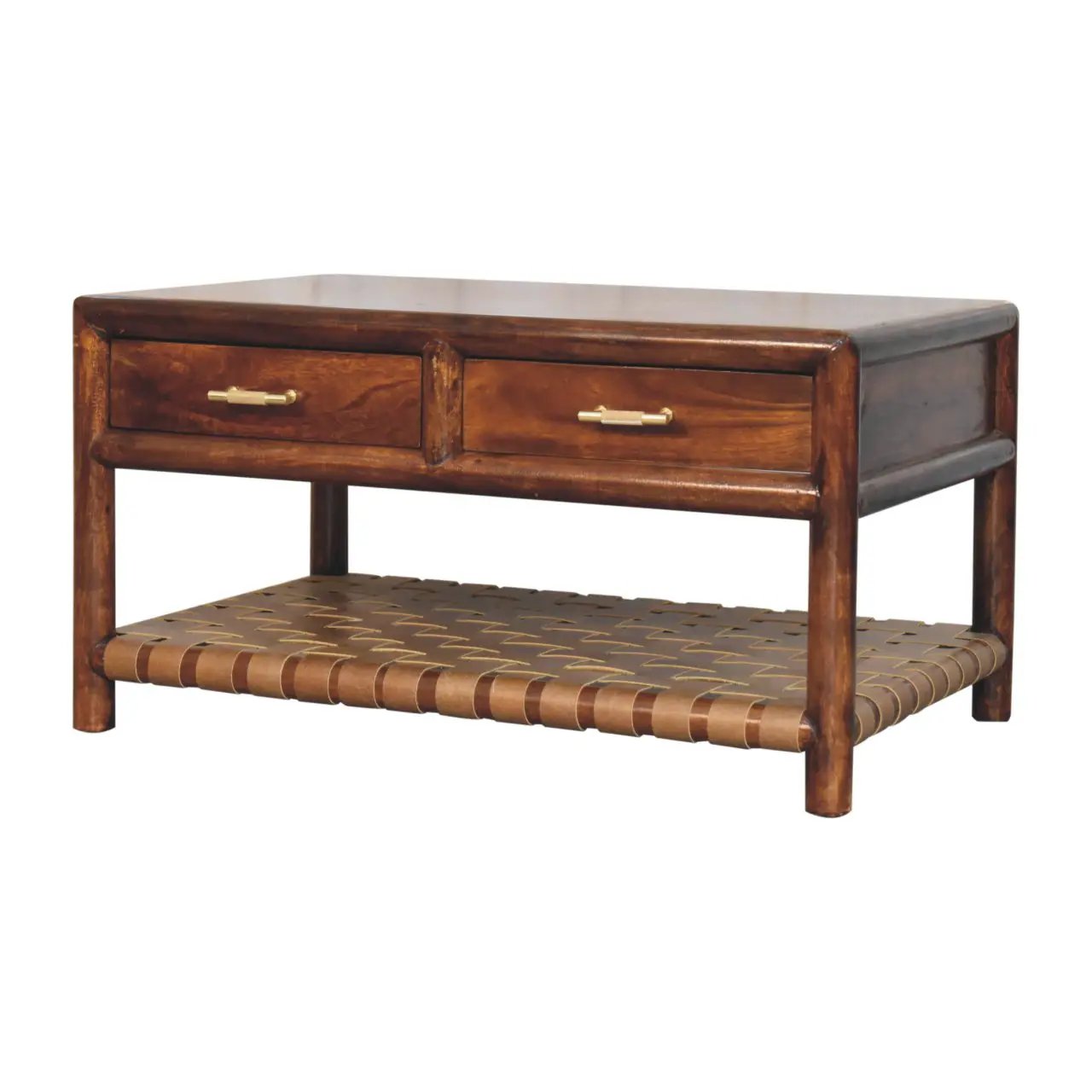 Regency Woven Console Table with 4 Drawers, Open Slot by HouseOfZazla