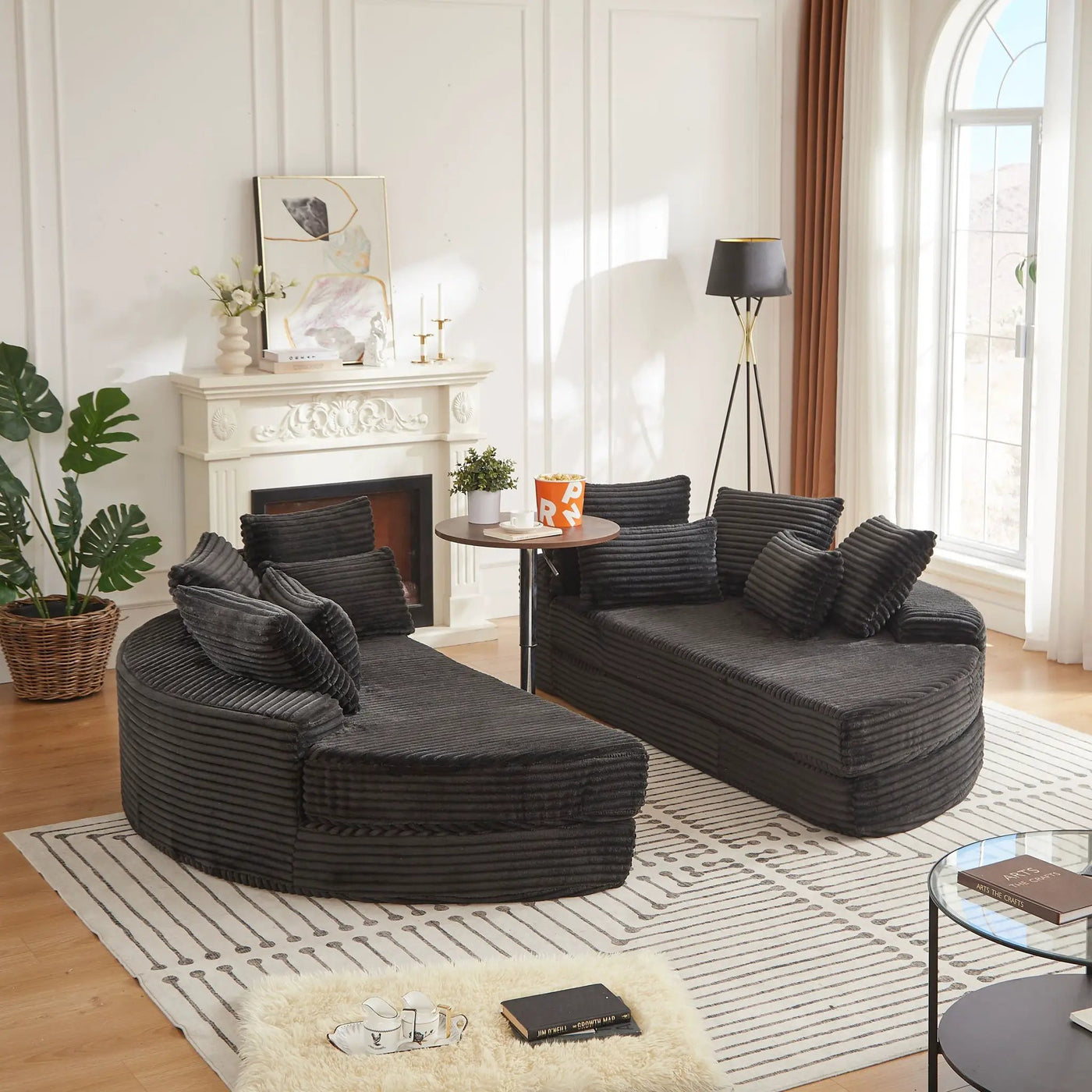 Round Oversized Sofa Bed With 5 Throw Pillows by HouseOfZazla