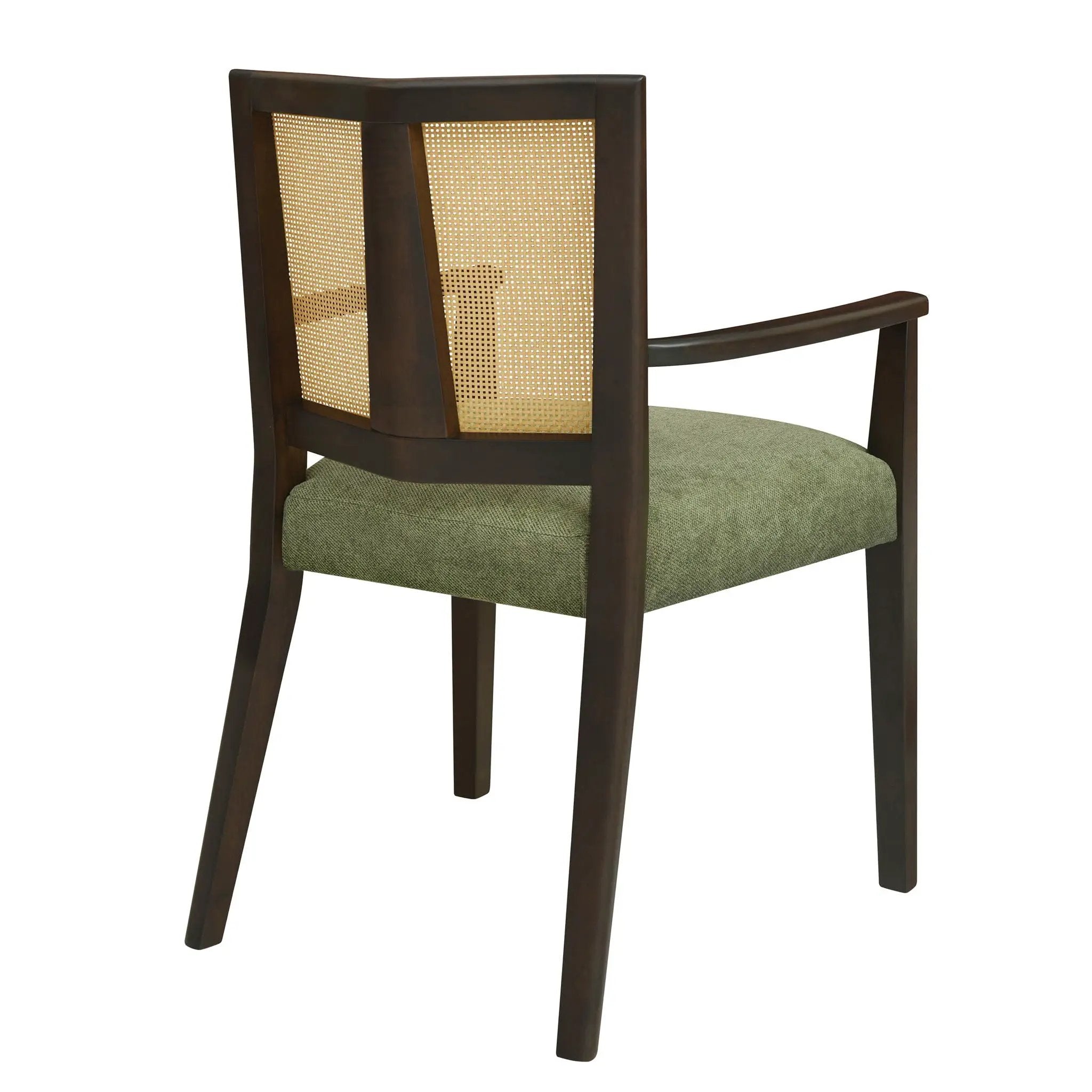 Mid Century Modern Arm Dining Chair Set With Rattan Backrest by HouseOfZazla