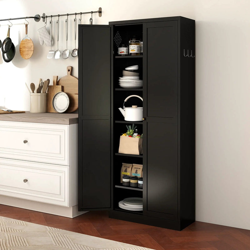 Kitchen Pantry Cabinet With 4 Adjustable Shelves, Heavy Duty Freestanding Organizer by HouseOfZazla