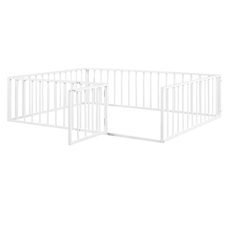 Metal Floor Bed Frame With Fence And Door by HouseOfZazla