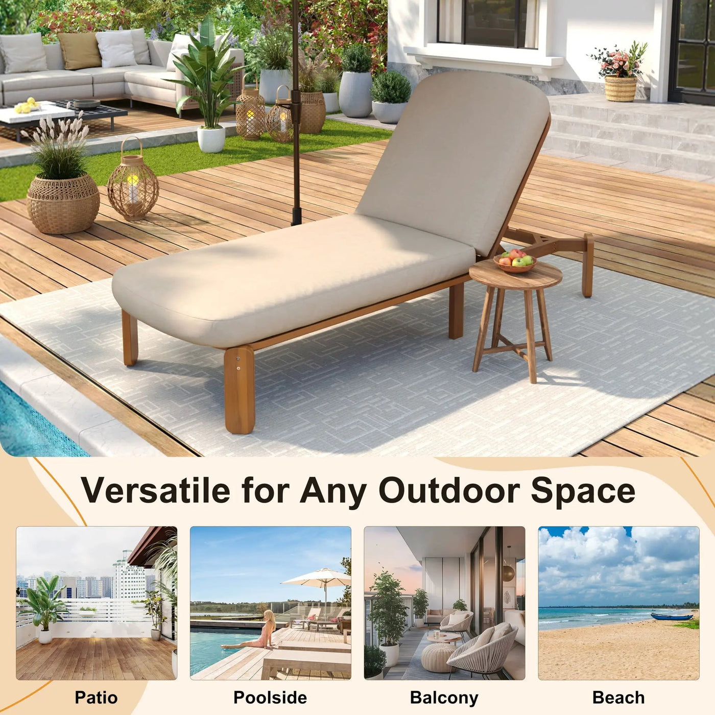 Outdoor Chaise Lounge With Adjustable Backrest by HouseOfZazla