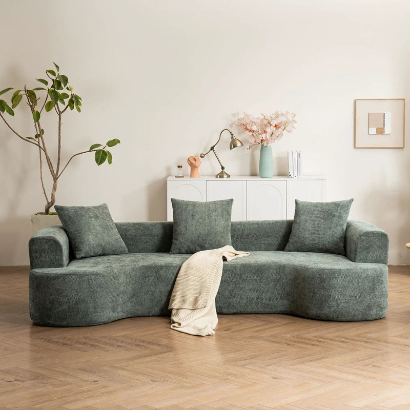 Modern Style Ultra Smooth Curved Sofa With 3 Pillows by Unique Piece Furniture