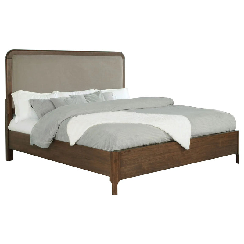 Maderia 57-inch Upholstered Eastern King Panel Bed Walnut by Unique Piece Furniture