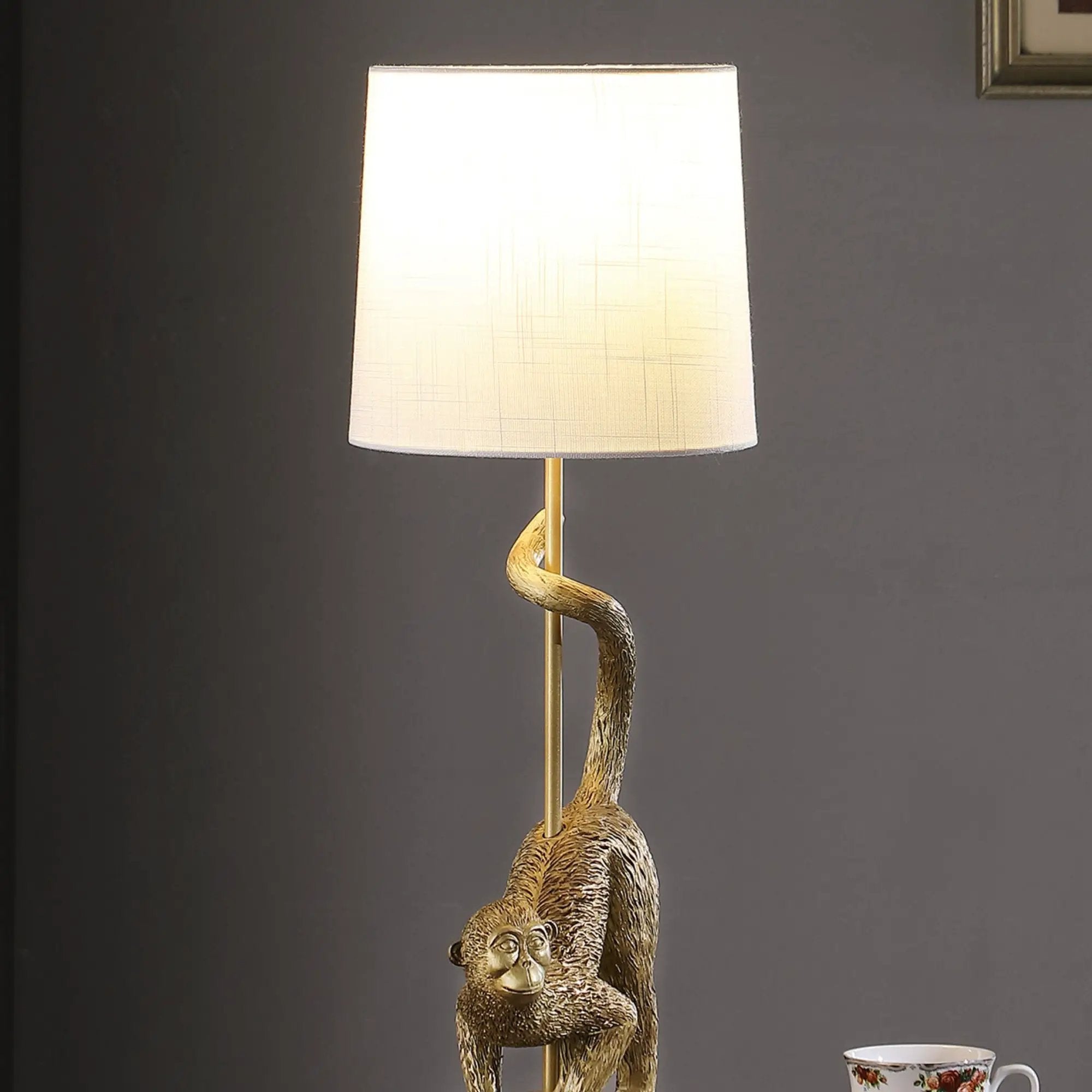 24-Inch Old World Gold Capuchin Monkey Polyresin Table Lamp by HouseOfZazla