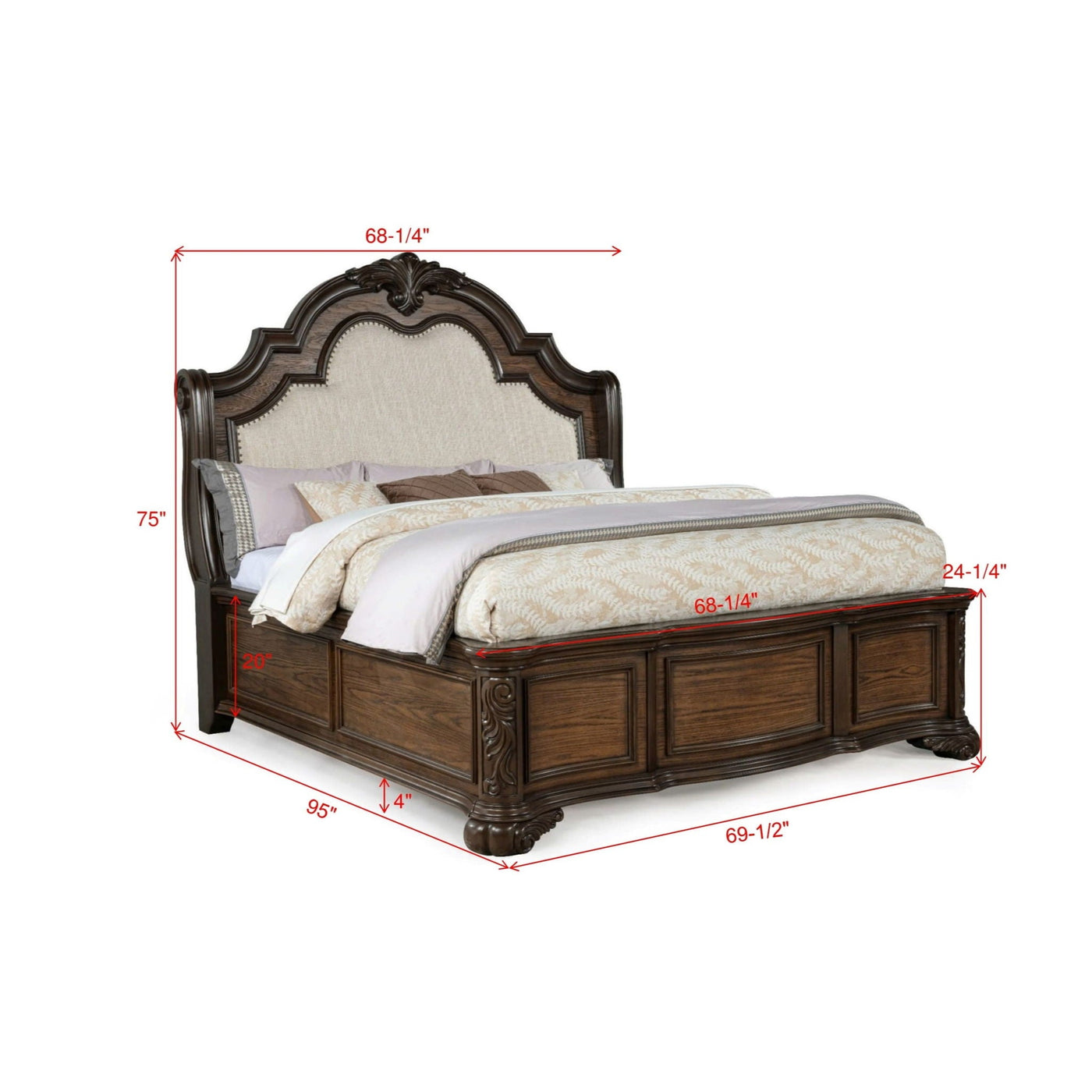 Traditional Style Upholstered Headboard Panel Bed by HouseOfZazla