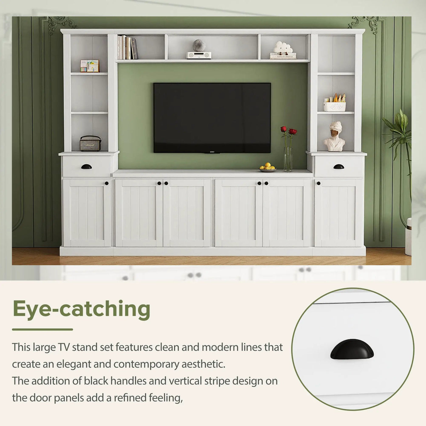 Minimalist Entertainment Wall Unit Set With Bridge For TVs Up To 75" by Unique Piece Furniture