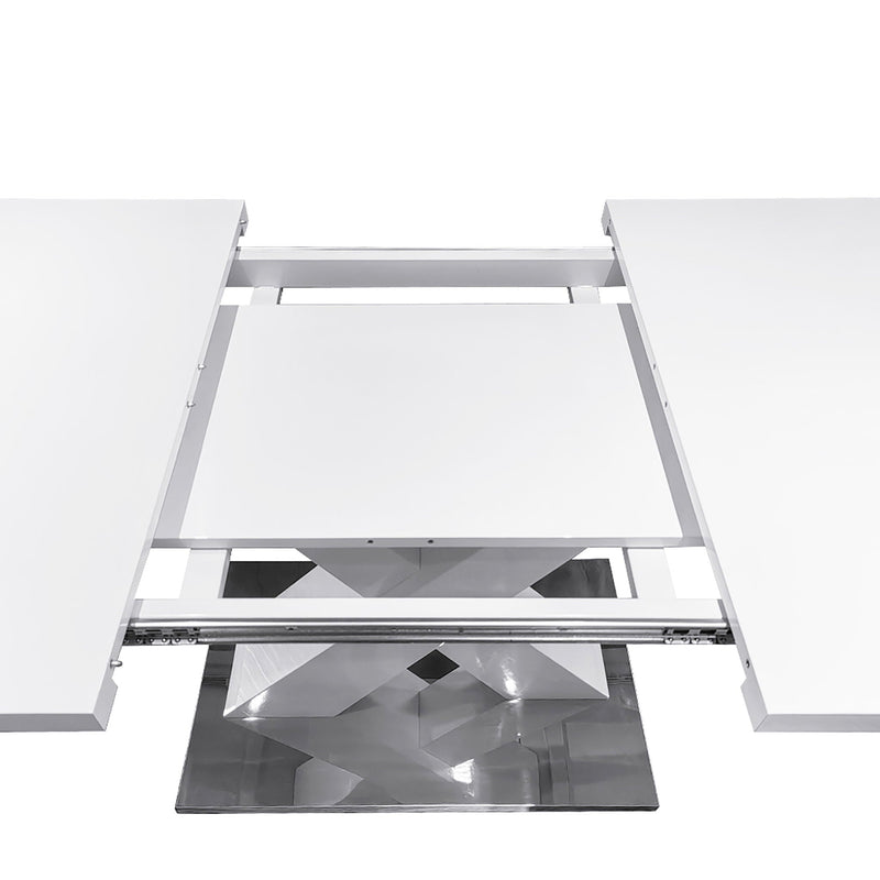 Rectangle Dining Table, Stretchable, X Shape Legs - White