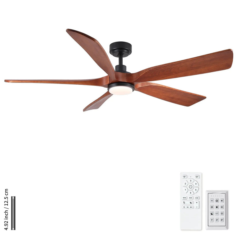 Ceiling Fan With Light And Remote Control, Noiseless, Dimmable, 6 Speeds Reversible For Indoor Or Covered Outdoor Use - Matte Black by HouseOfZazla