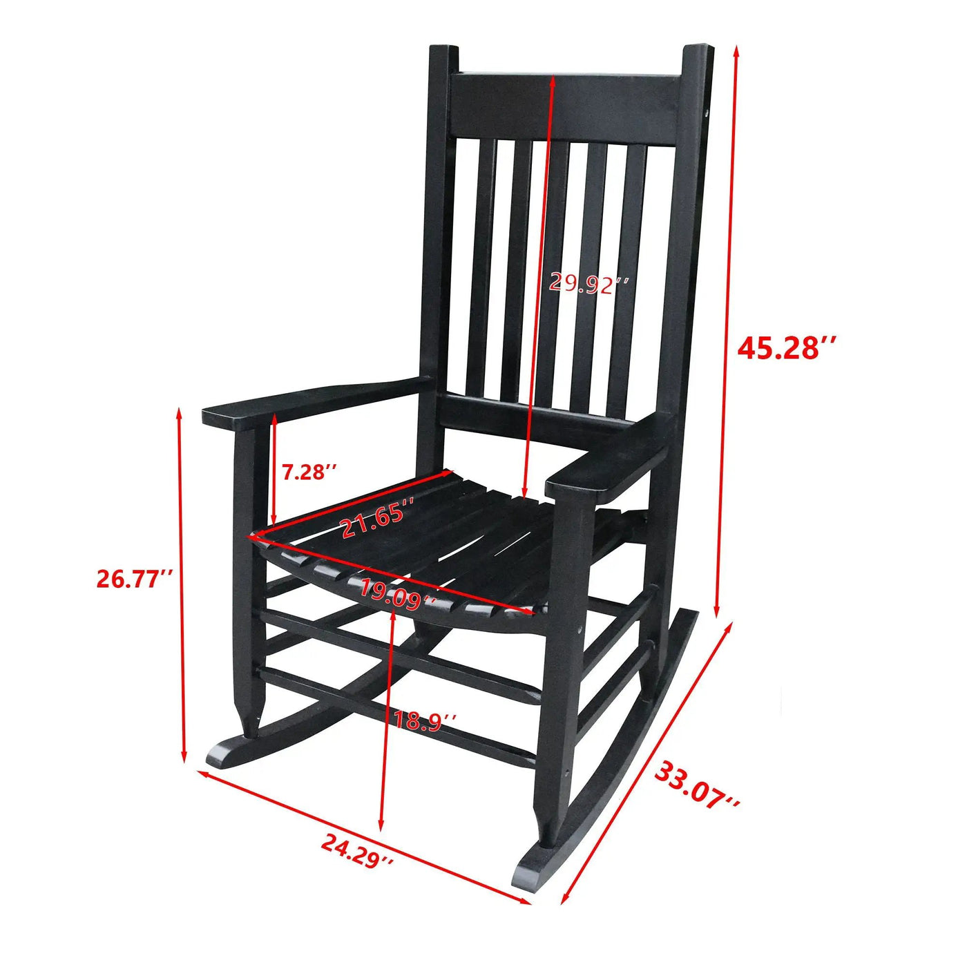 Classic Wooden Porch Rocker Chair Populus Wood Comfortable Design by Unique Piece Furniture