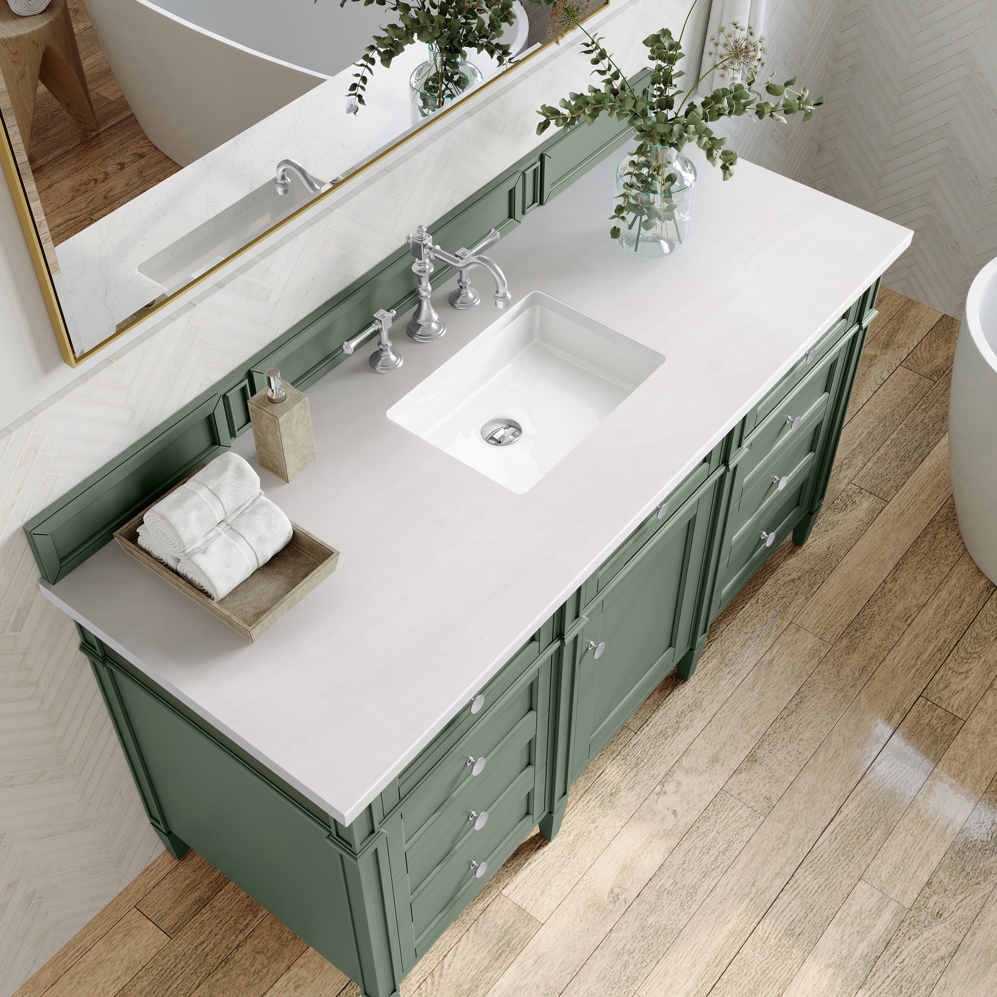 James Martin Brittany 60" Single Bathroom Vanity, Smokey Celadon, view 38