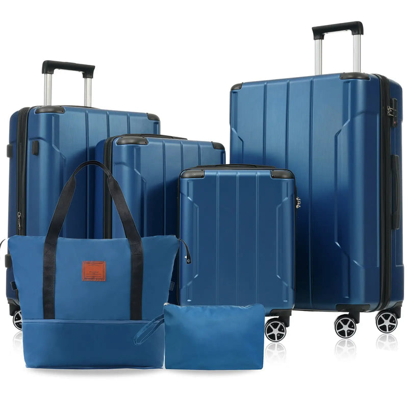 Hardshell Luggage Sets 6 Piece Suitcase Set Blue by HouseOfZazla