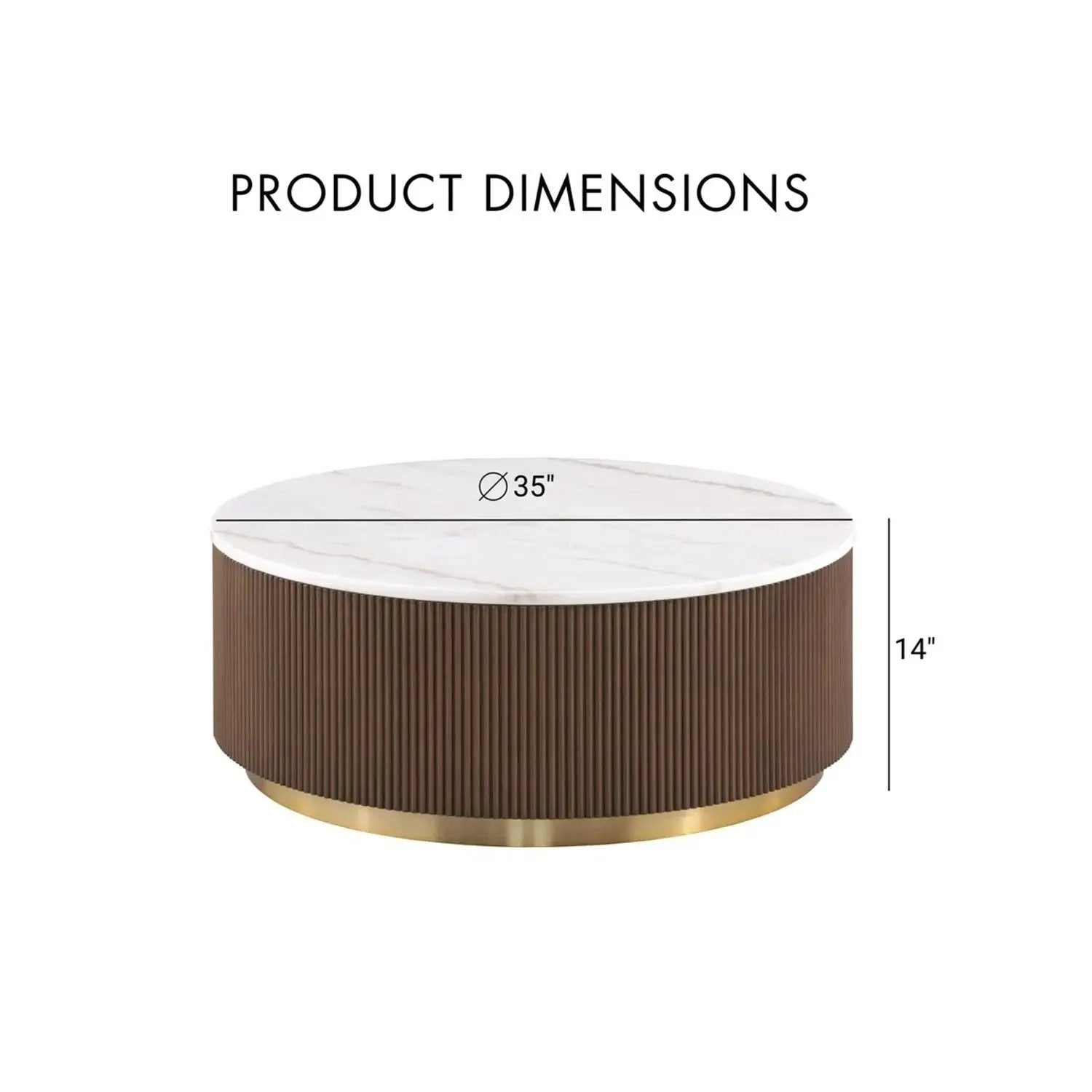 3 Piece Table Set Round Cocktail Table And 2 Round End Tables - Brown / Gold / White by Unique Piece Furniture