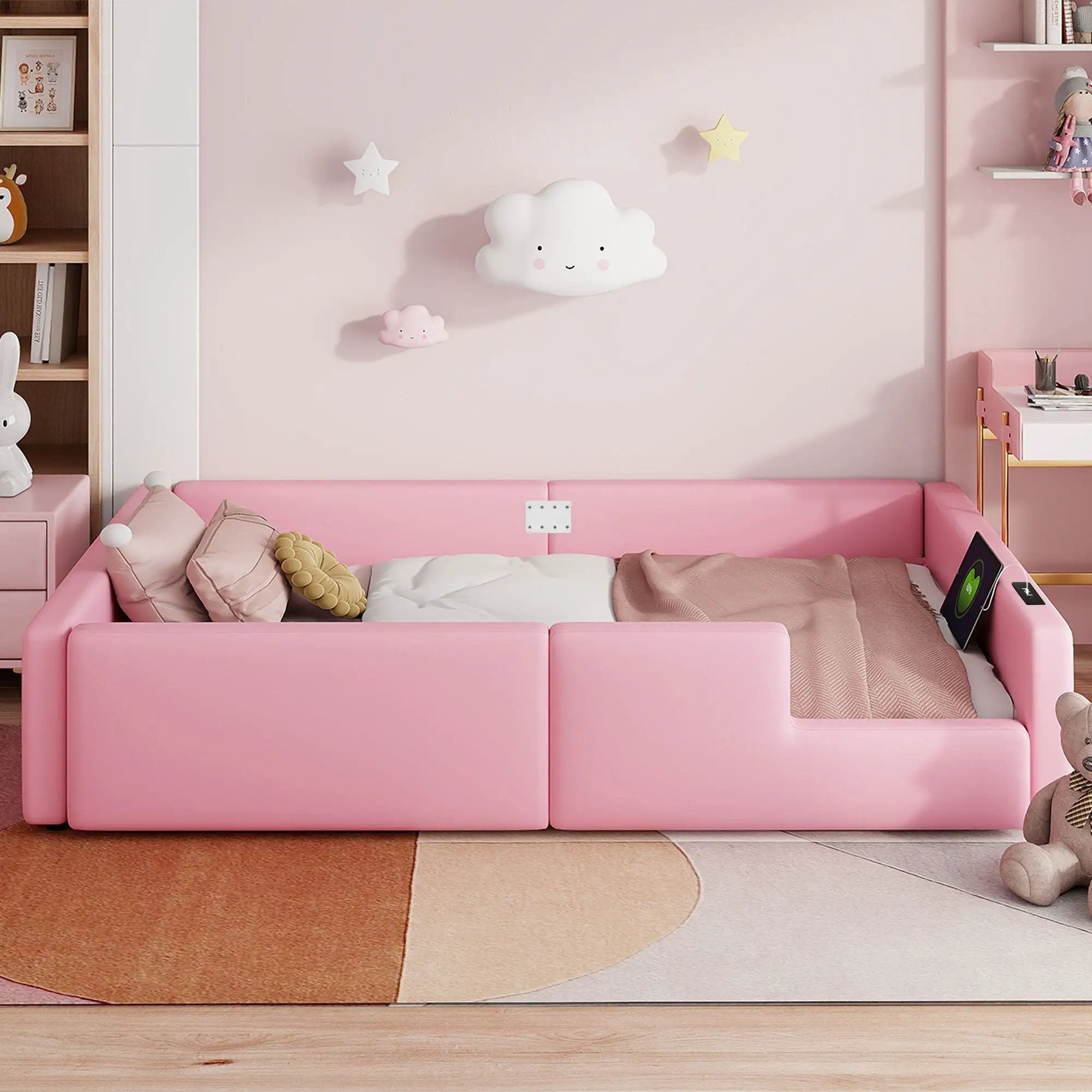 Platform Bed With Guardrail And Charging Station by Unique Piece Furniture