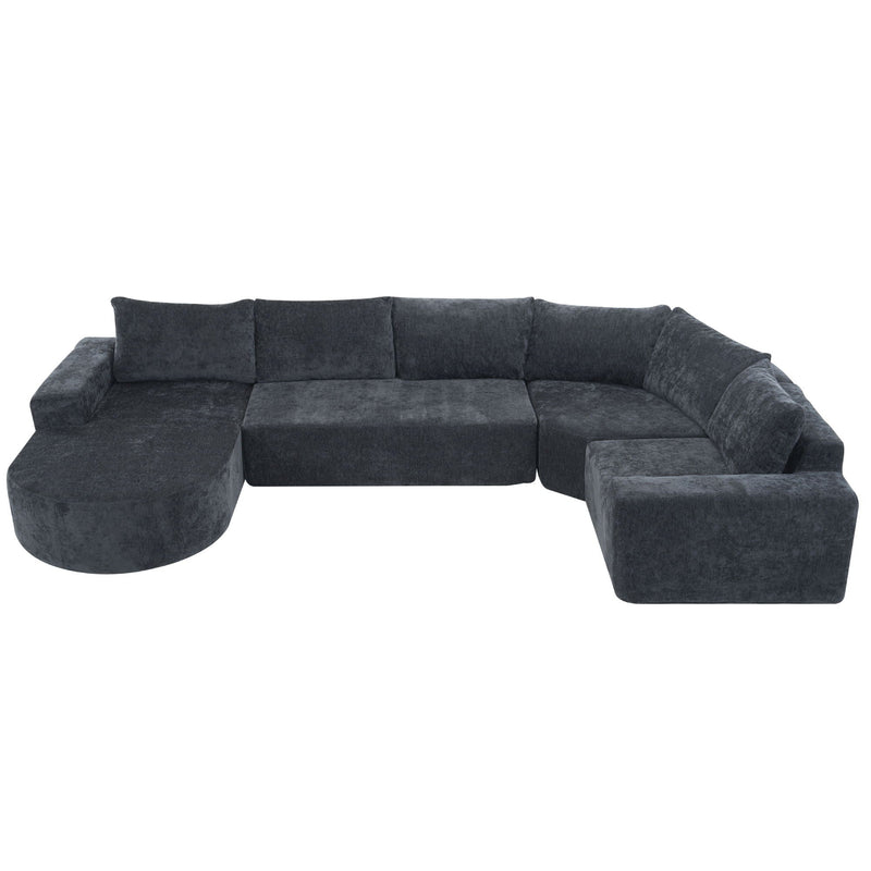 U-Shaped Oversized Modular Cloud Sectional Sofa With Deep Seat For Living Room by HouseOfZazla