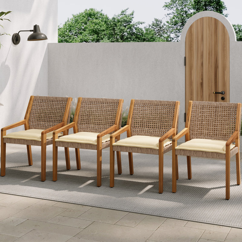 Outdoor Dining Chair - Acacia Wood & Wicker by HouseOfZazla