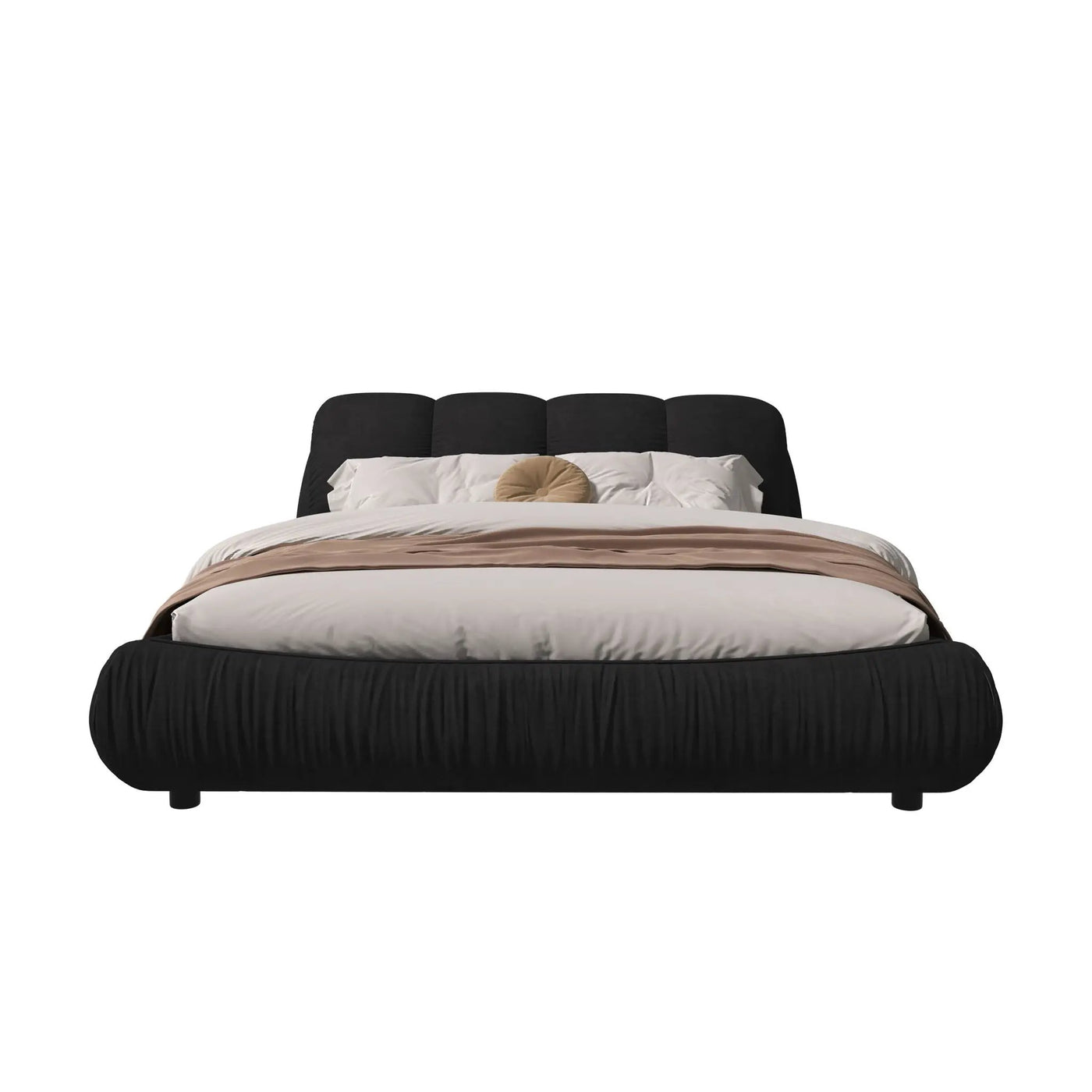 Luxury Upholstered Platform Bed With Oversized Padded Backrest And Solid Wood Frame by HouseOfZazla