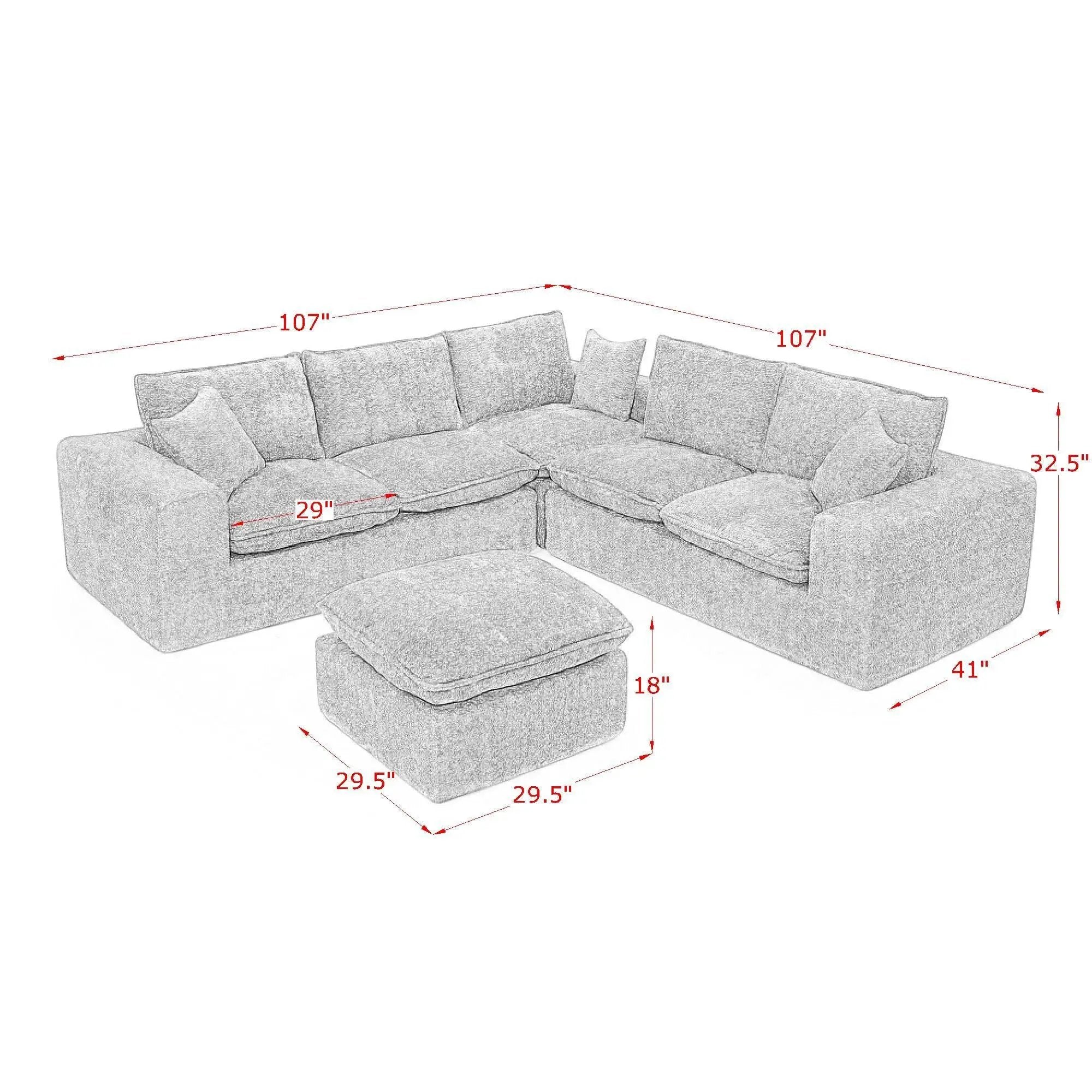 Sectional Sofa With Moveable Ottoman by Unique Piece Furniture