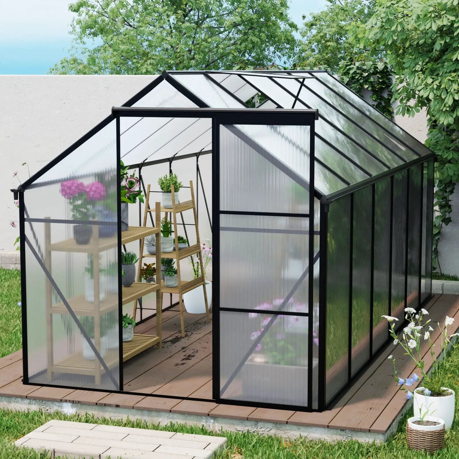 Polycarbonate house Raised Base And Anchor Aluminum Heavy Duty Walk-In houses For Outdoor Backyard In All Season by HouseOfZazla