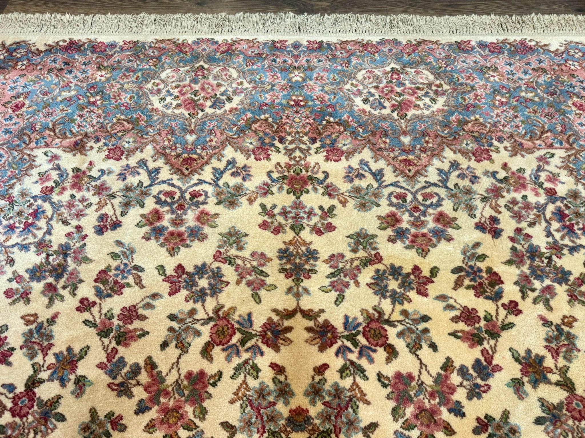 8.8 x 10.6 Karastan Kirman Rug #788, Wool Vintage Discontinued Floral Carpet by Jewel Rugs