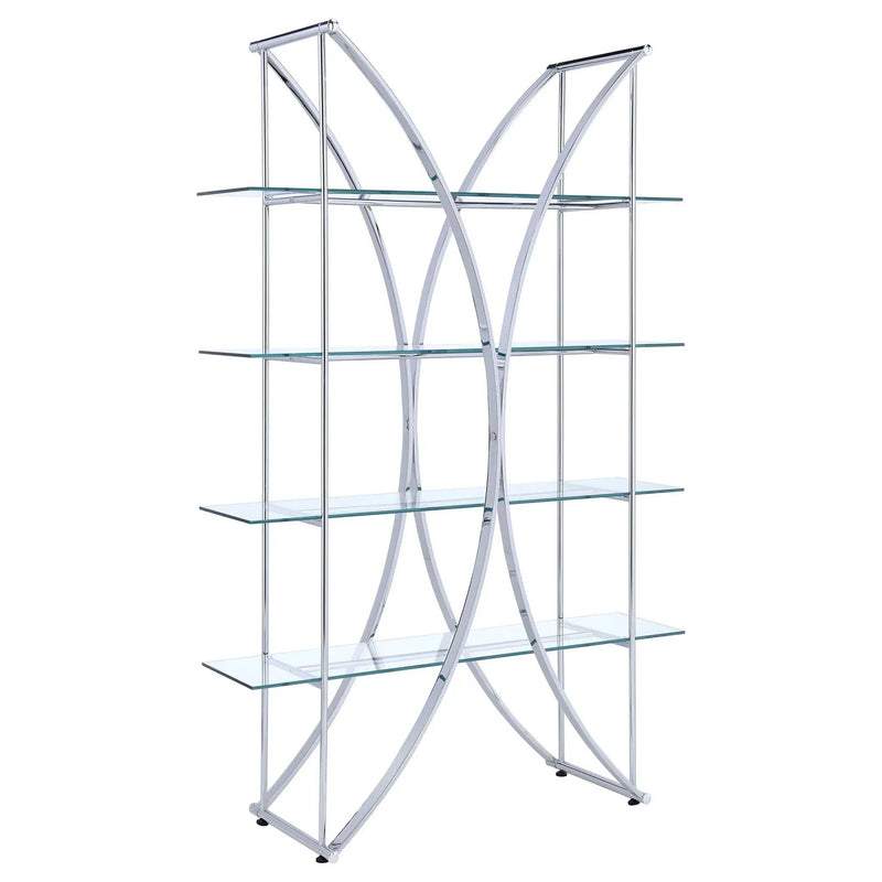 Larson 73-inch 4-shelf Glass Bookshelf Chrome by Unique Piece Furniture