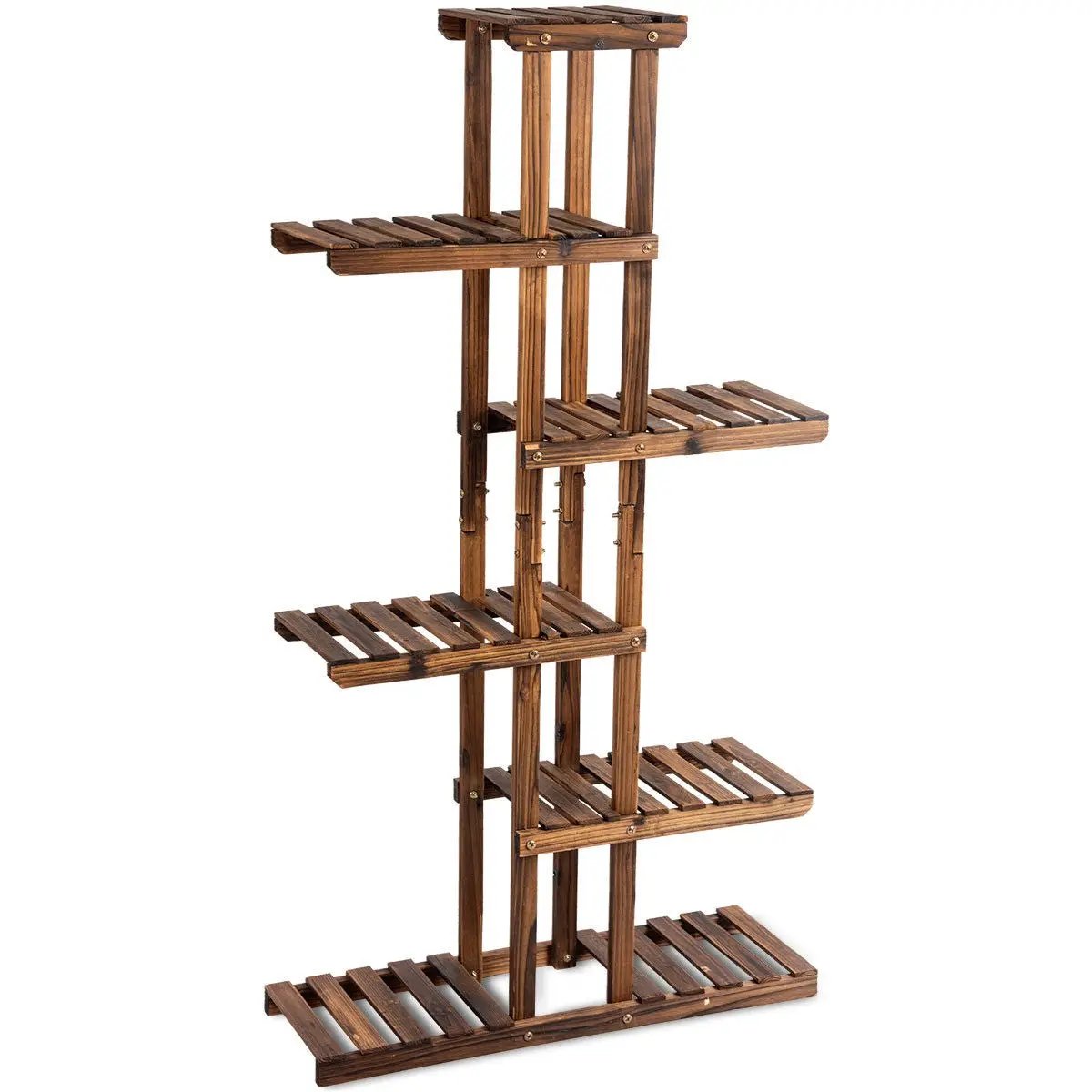 6 Tier Garden Wooden Shelf Storage Plant Rack Stand by DirectDeals