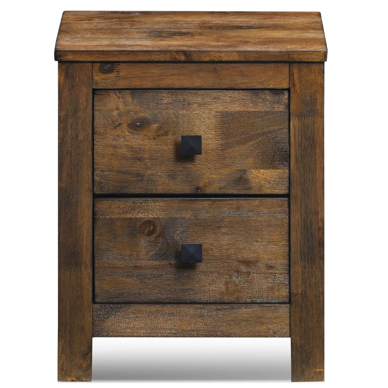 Wood 2 Storage Sliding Drawers End Nightstand-Oak by DirectDeals